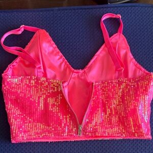 Vibrant Pink Sequin Bralette Crop Top